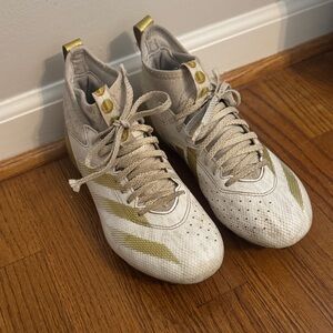 Adidas White and Gold High-Top cleats - football and baseball